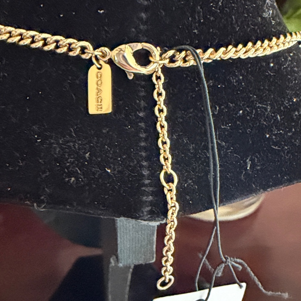 NWT Coach Signature Logo Charm Pavé and Enamel Necklace with dustbag - Picture 6 of 8